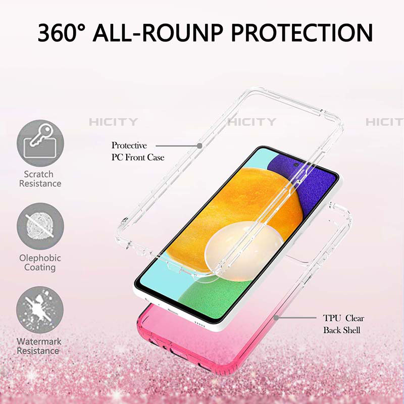 Silikon Hülle Handyhülle Ultra Dünn Flexible Schutzhülle Tasche Transparent Vorder und Rückseite 360 Grad Ganzkörper Farbverlauf ZJ2 für Samsung Galaxy A52 5G