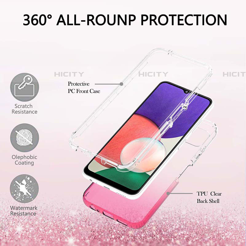 Silikon Hülle Handyhülle Ultra Dünn Flexible Schutzhülle Tasche Transparent Vorder und Rückseite 360 Grad Ganzkörper Farbverlauf ZJ2 für Samsung Galaxy F42 5G groß