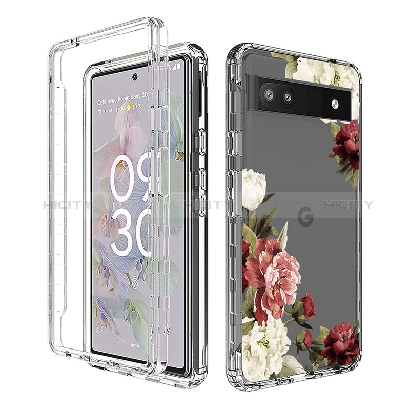 Silikon Hülle Handyhülle Ultra Dünn Flexible Schutzhülle Tasche Transparent Vorder und Rückseite 360 Grad Ganzkörper für Google Pixel 6a 5G Braun Plus