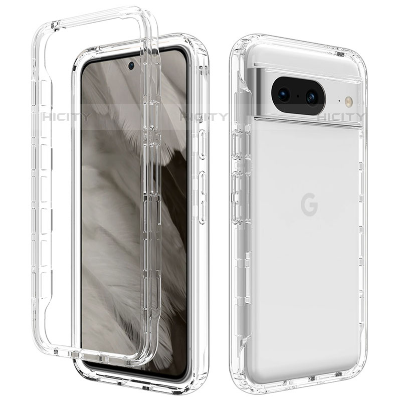 Silikon Hülle Handyhülle Ultra Dünn Flexible Schutzhülle Tasche Transparent Vorder und Rückseite 360 Grad Ganzkörper für Google Pixel 8 5G Klar Plus