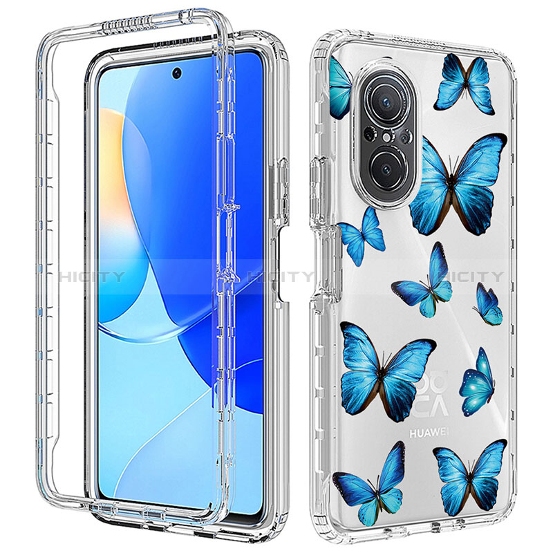 Silikon Hülle Handyhülle Ultra Dünn Flexible Schutzhülle Tasche Transparent Vorder und Rückseite 360 Grad Ganzkörper für Huawei Honor 50 SE 5G Blau