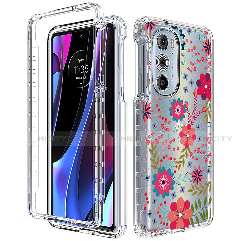 Silikon Hülle Handyhülle Ultra Dünn Flexible Schutzhülle Tasche Transparent Vorder und Rückseite 360 Grad Ganzkörper für Motorola Moto Edge 30 Pro 5G Rot