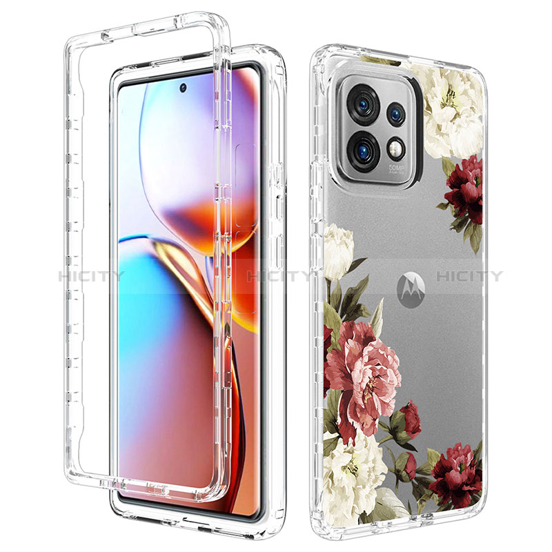 Silikon Hülle Handyhülle Ultra Dünn Flexible Schutzhülle Tasche Transparent Vorder und Rückseite 360 Grad Ganzkörper für Motorola Moto Edge 40 Pro 5G Braun