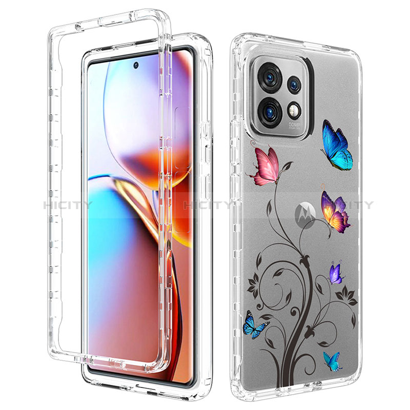 Silikon Hülle Handyhülle Ultra Dünn Flexible Schutzhülle Tasche Transparent Vorder und Rückseite 360 Grad Ganzkörper für Motorola Moto Edge 40 Pro 5G Hellblau Plus