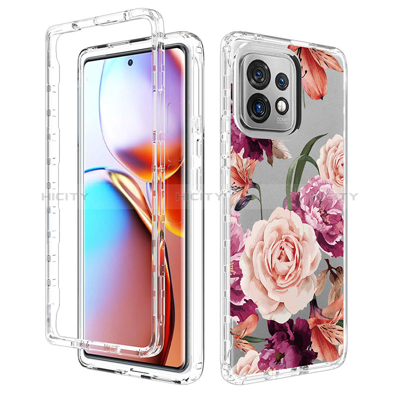 Silikon Hülle Handyhülle Ultra Dünn Flexible Schutzhülle Tasche Transparent Vorder und Rückseite 360 Grad Ganzkörper für Motorola Moto Edge 40 Pro 5G Helles Lila Plus