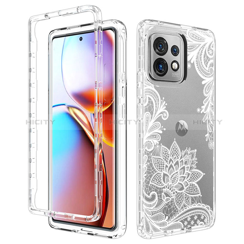 Silikon Hülle Handyhülle Ultra Dünn Flexible Schutzhülle Tasche Transparent Vorder und Rückseite 360 Grad Ganzkörper für Motorola Moto Edge 40 Pro 5G Weiß Plus