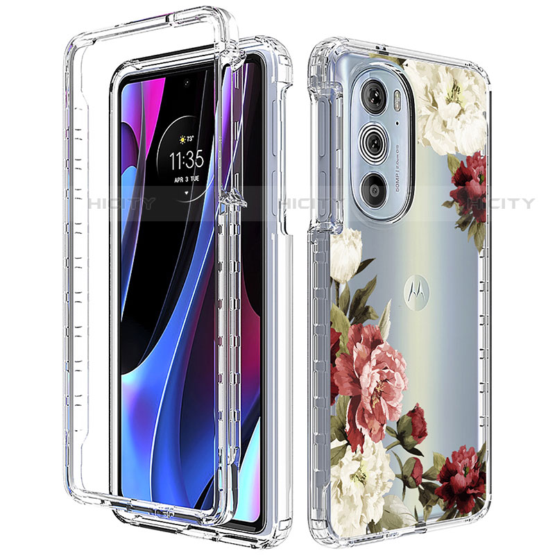 Silikon Hülle Handyhülle Ultra Dünn Flexible Schutzhülle Tasche Transparent Vorder und Rückseite 360 Grad Ganzkörper für Motorola Moto Edge Plus (2022) 5G Braun