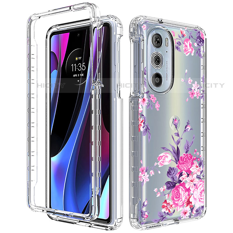 Silikon Hülle Handyhülle Ultra Dünn Flexible Schutzhülle Tasche Transparent Vorder und Rückseite 360 Grad Ganzkörper für Motorola Moto Edge Plus (2022) 5G Pink Plus