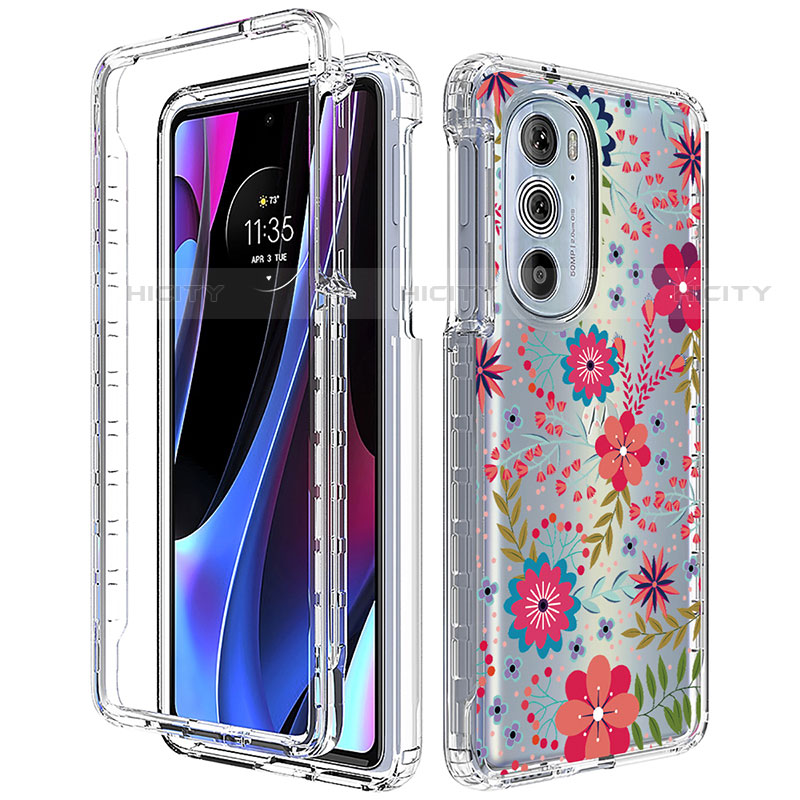 Silikon Hülle Handyhülle Ultra Dünn Flexible Schutzhülle Tasche Transparent Vorder und Rückseite 360 Grad Ganzkörper für Motorola Moto Edge X30 5G Rot