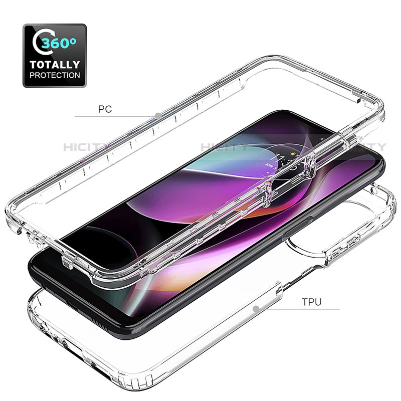 Silikon Hülle Handyhülle Ultra Dünn Flexible Schutzhülle Tasche Transparent Vorder und Rückseite 360 Grad Ganzkörper für Motorola Moto G 5G (2022) Klar