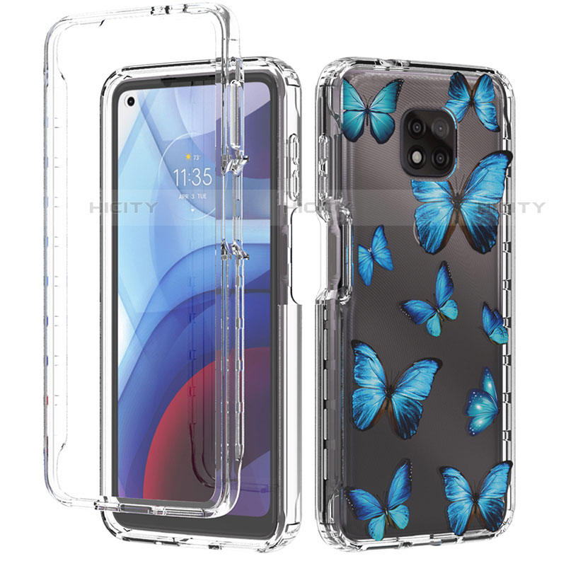 Silikon Hülle Handyhülle Ultra Dünn Flexible Schutzhülle Tasche Transparent Vorder und Rückseite 360 Grad Ganzkörper für Motorola Moto G Power (2021) Blau