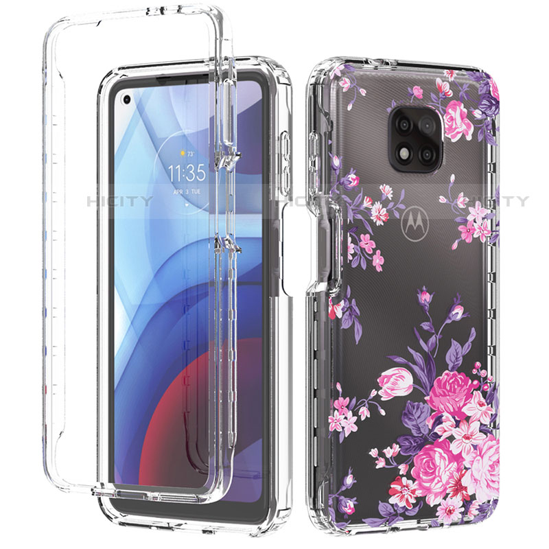 Silikon Hülle Handyhülle Ultra Dünn Flexible Schutzhülle Tasche Transparent Vorder und Rückseite 360 Grad Ganzkörper für Motorola Moto G Power (2021) Pink