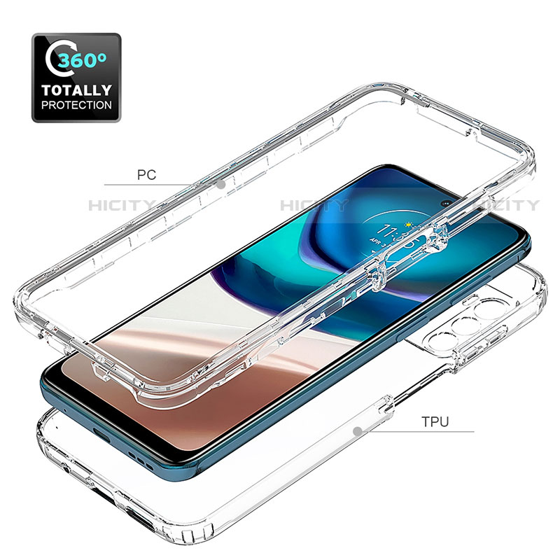 Silikon Hülle Handyhülle Ultra Dünn Flexible Schutzhülle Tasche Transparent Vorder und Rückseite 360 Grad Ganzkörper für Motorola Moto G42 Klar