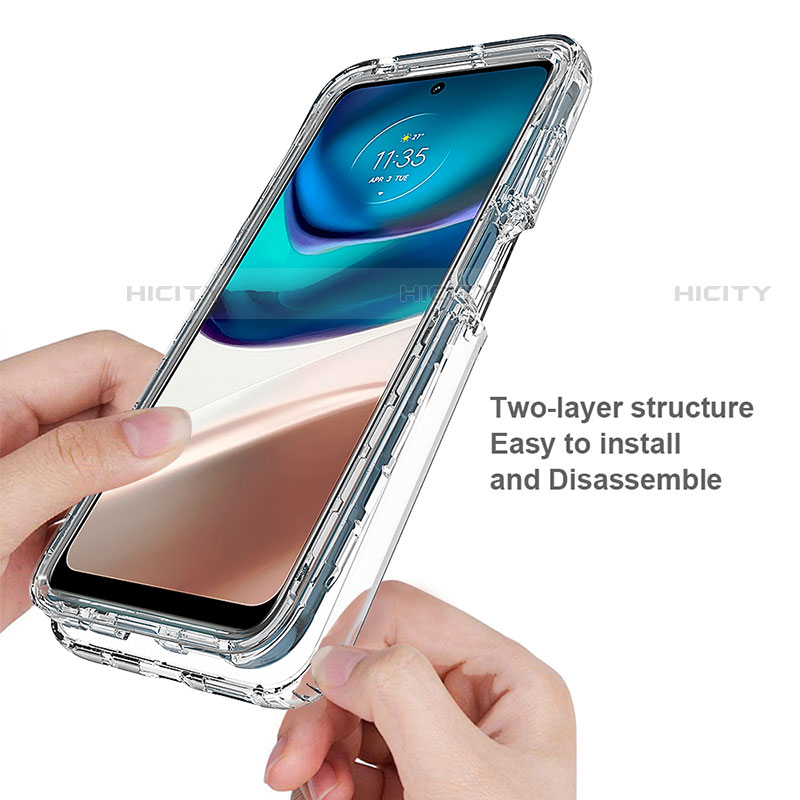 Silikon Hülle Handyhülle Ultra Dünn Flexible Schutzhülle Tasche Transparent Vorder und Rückseite 360 Grad Ganzkörper für Motorola Moto G42 Klar