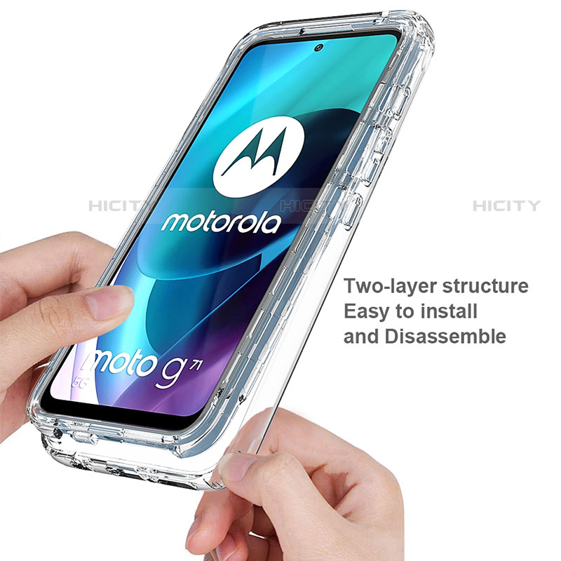 Silikon Hülle Handyhülle Ultra Dünn Flexible Schutzhülle Tasche Transparent Vorder und Rückseite 360 Grad Ganzkörper für Motorola Moto G71 5G Klar