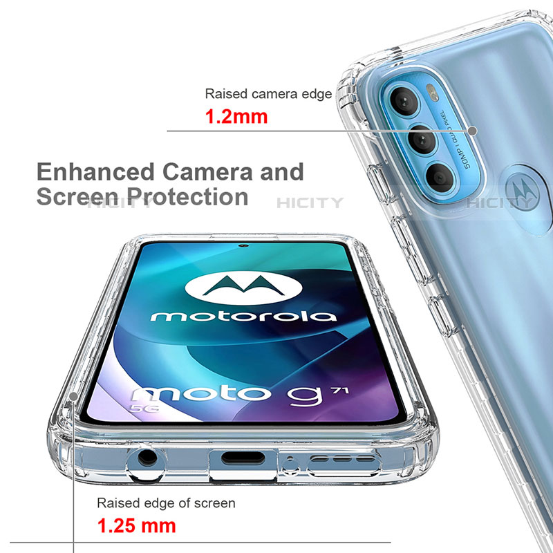 Silikon Hülle Handyhülle Ultra Dünn Flexible Schutzhülle Tasche Transparent Vorder und Rückseite 360 Grad Ganzkörper für Motorola Moto G71 5G Klar