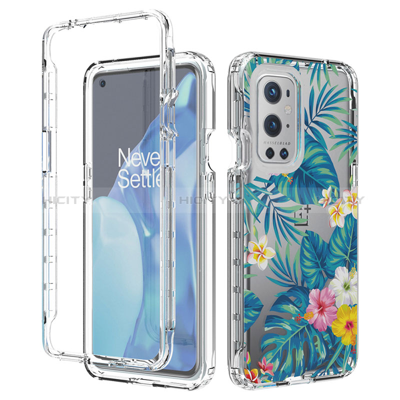 Silikon Hülle Handyhülle Ultra Dünn Flexible Schutzhülle Tasche Transparent Vorder und Rückseite 360 Grad Ganzkörper für OnePlus 9 Pro 5G Hellblau Plus