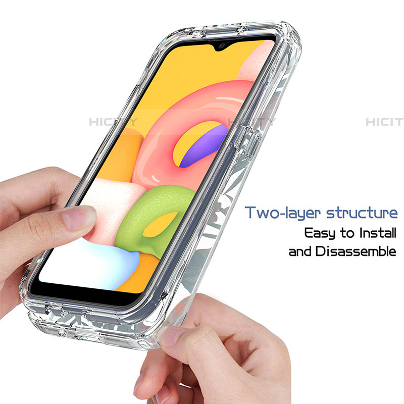 Silikon Hülle Handyhülle Ultra Dünn Flexible Schutzhülle Tasche Transparent Vorder und Rückseite 360 Grad Ganzkörper für Samsung Galaxy A01 SM-A015 groß