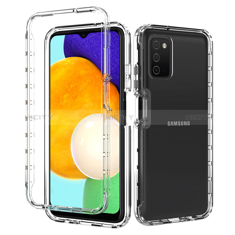 Silikon Hülle Handyhülle Ultra Dünn Flexible Schutzhülle Tasche Transparent Vorder und Rückseite 360 Grad Ganzkörper für Samsung Galaxy A02s Klar