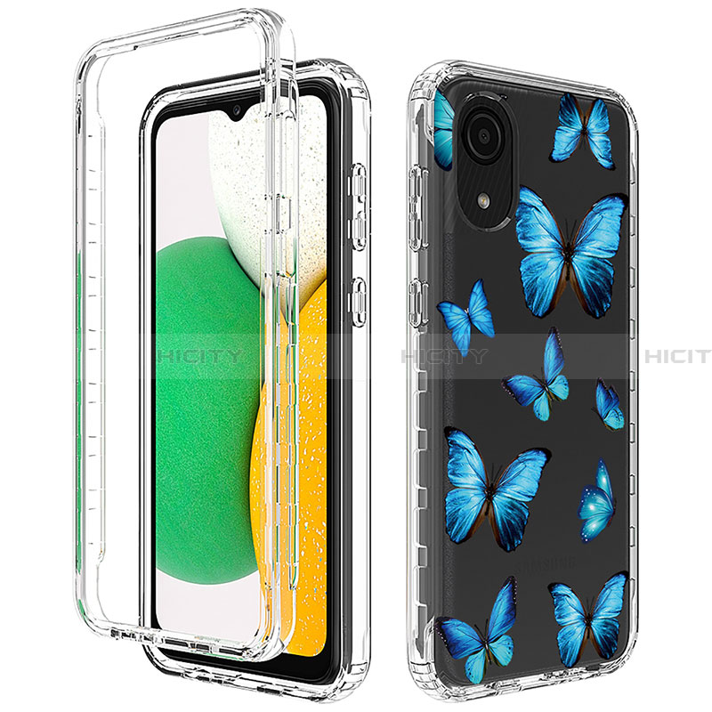 Silikon Hülle Handyhülle Ultra Dünn Flexible Schutzhülle Tasche Transparent Vorder und Rückseite 360 Grad Ganzkörper für Samsung Galaxy A03 Core Blau Plus