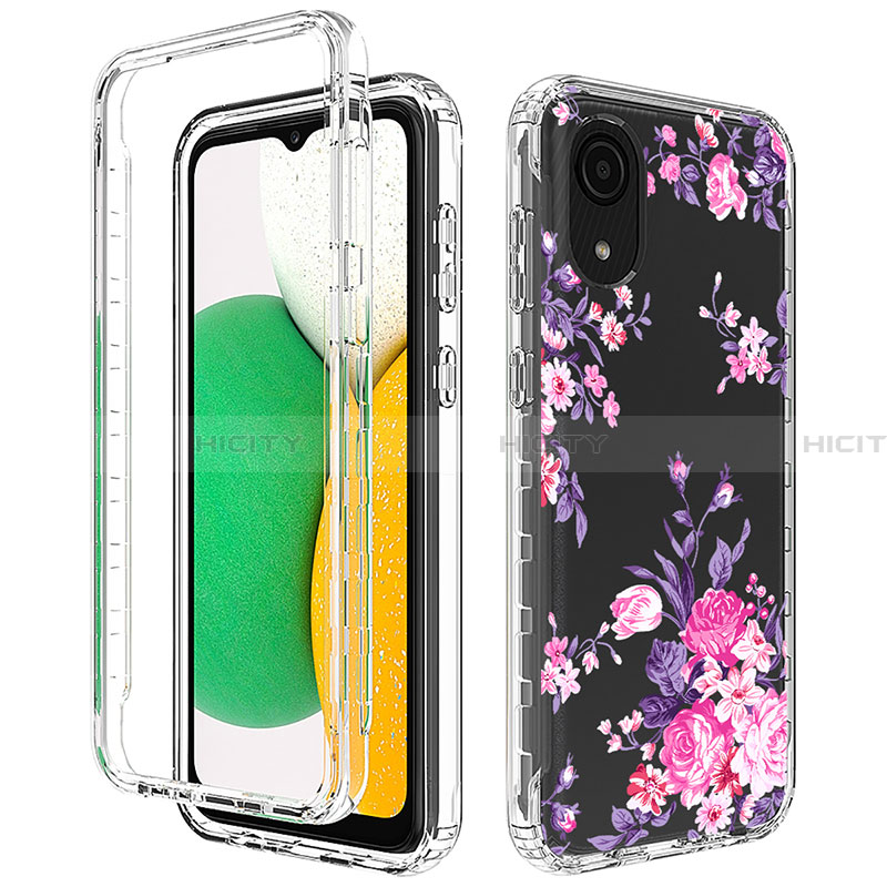 Silikon Hülle Handyhülle Ultra Dünn Flexible Schutzhülle Tasche Transparent Vorder und Rückseite 360 Grad Ganzkörper für Samsung Galaxy A03 Core Rosa Plus