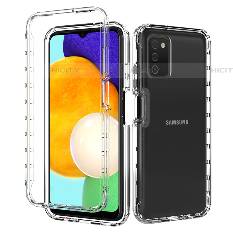 Silikon Hülle Handyhülle Ultra Dünn Flexible Schutzhülle Tasche Transparent Vorder und Rückseite 360 Grad Ganzkörper für Samsung Galaxy A03s Klar