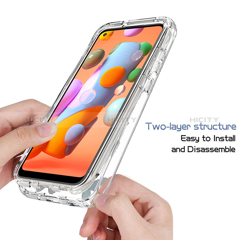 Silikon Hülle Handyhülle Ultra Dünn Flexible Schutzhülle Tasche Transparent Vorder und Rückseite 360 Grad Ganzkörper für Samsung Galaxy A11 groß