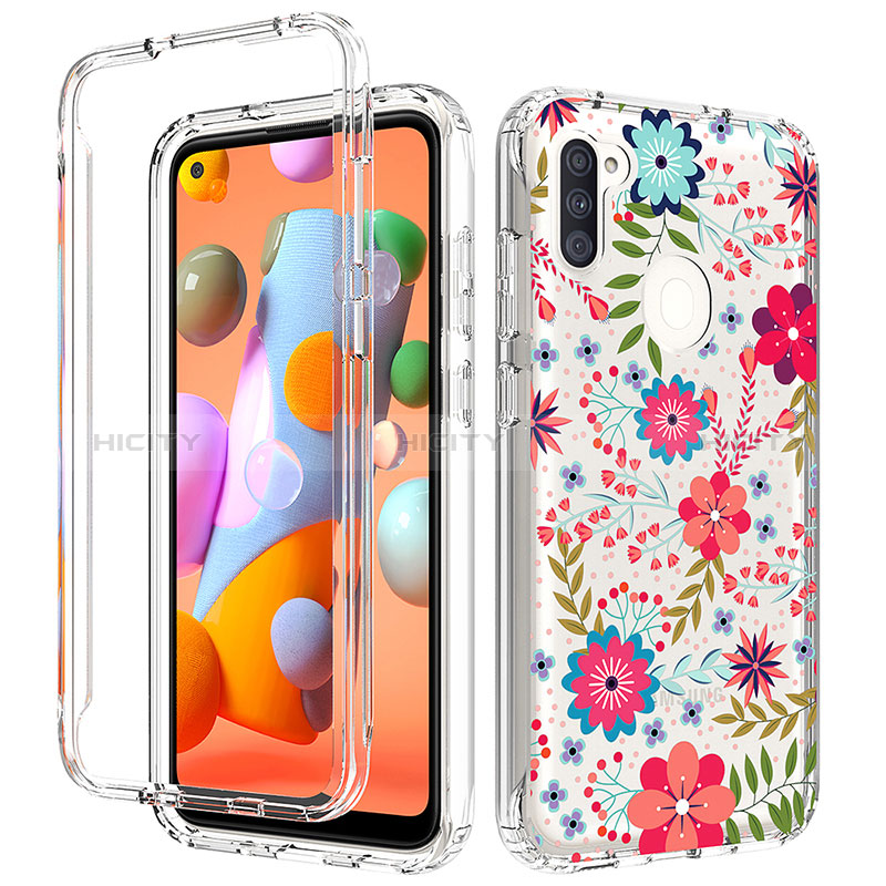 Silikon Hülle Handyhülle Ultra Dünn Flexible Schutzhülle Tasche Transparent Vorder und Rückseite 360 Grad Ganzkörper für Samsung Galaxy A11 Rot Plus