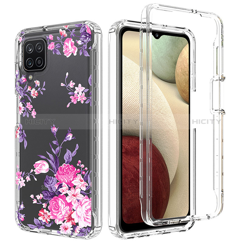 Silikon Hülle Handyhülle Ultra Dünn Flexible Schutzhülle Tasche Transparent Vorder und Rückseite 360 Grad Ganzkörper für Samsung Galaxy A12 Nacho Rosa Plus