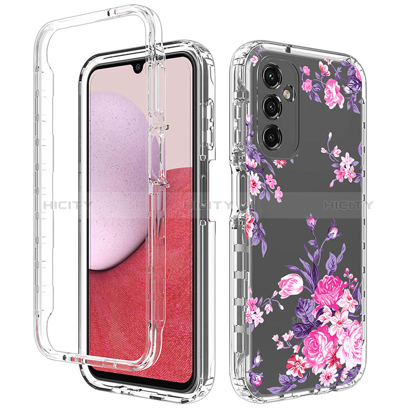 Silikon Hülle Handyhülle Ultra Dünn Flexible Schutzhülle Tasche Transparent Vorder und Rückseite 360 Grad Ganzkörper für Samsung Galaxy A14 4G Rosa