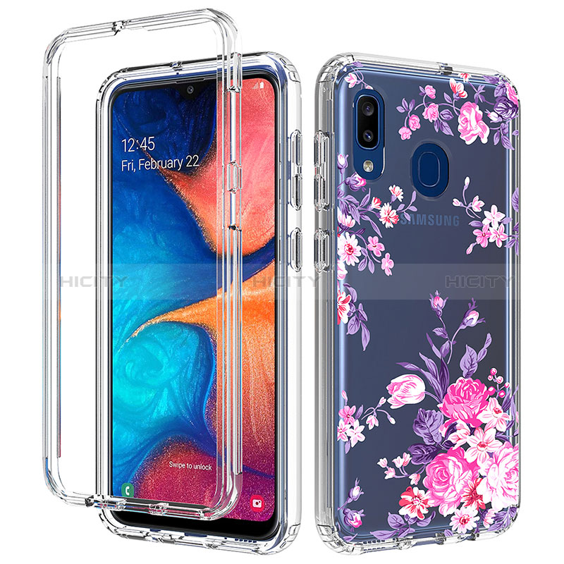 Silikon Hülle Handyhülle Ultra Dünn Flexible Schutzhülle Tasche Transparent Vorder und Rückseite 360 Grad Ganzkörper für Samsung Galaxy A20 Rosa Plus