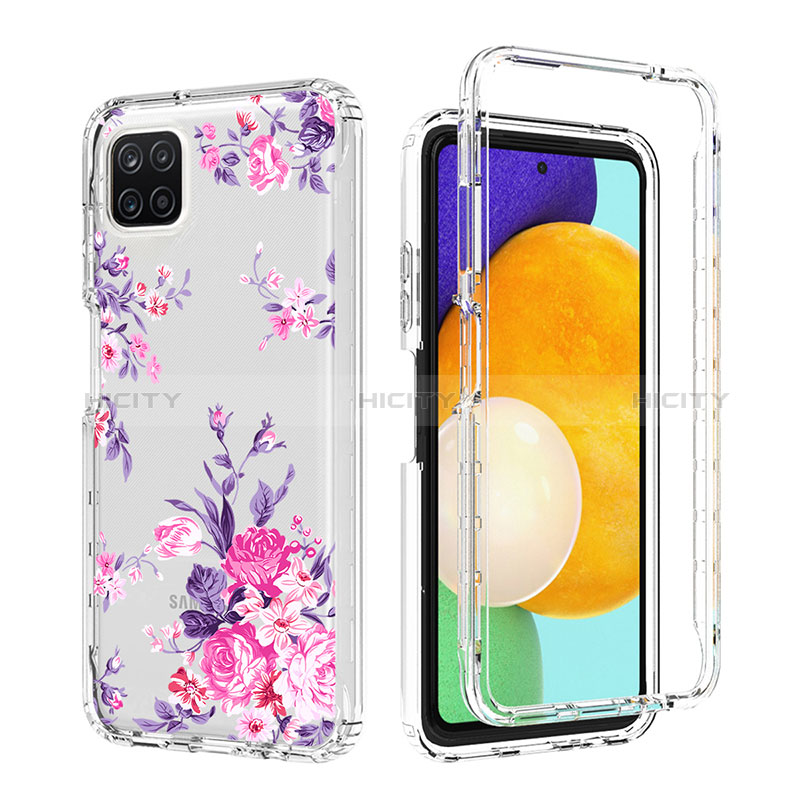 Silikon Hülle Handyhülle Ultra Dünn Flexible Schutzhülle Tasche Transparent Vorder und Rückseite 360 Grad Ganzkörper für Samsung Galaxy A22s 5G Rosa