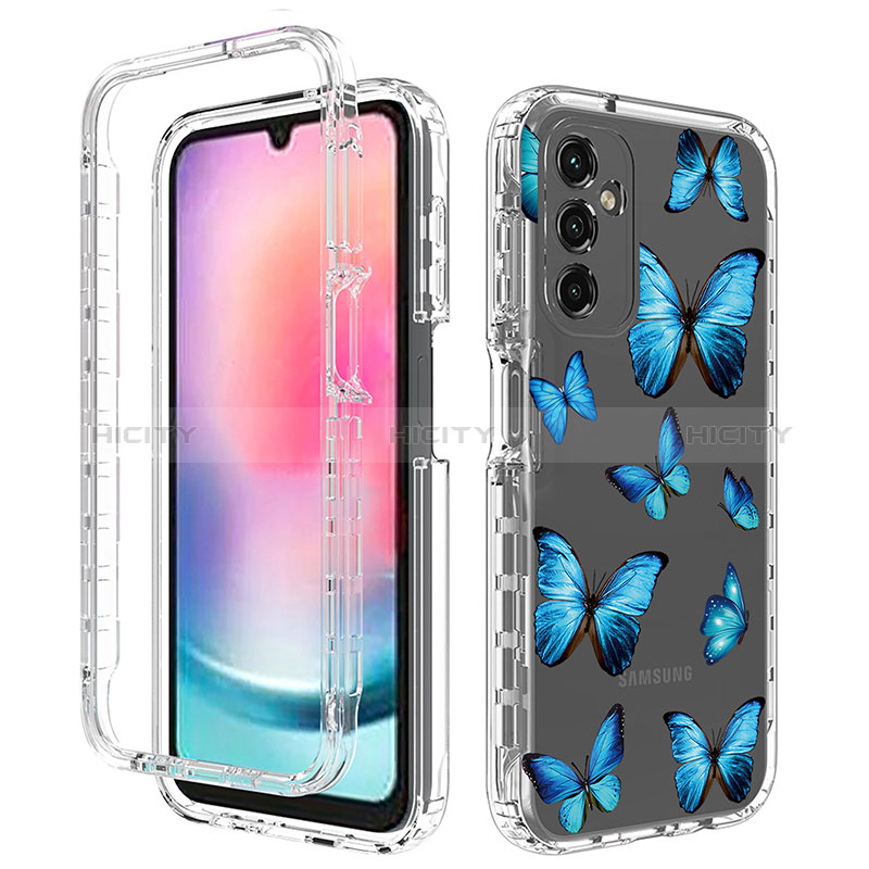 Silikon Hülle Handyhülle Ultra Dünn Flexible Schutzhülle Tasche Transparent Vorder und Rückseite 360 Grad Ganzkörper für Samsung Galaxy A25 5G Blau