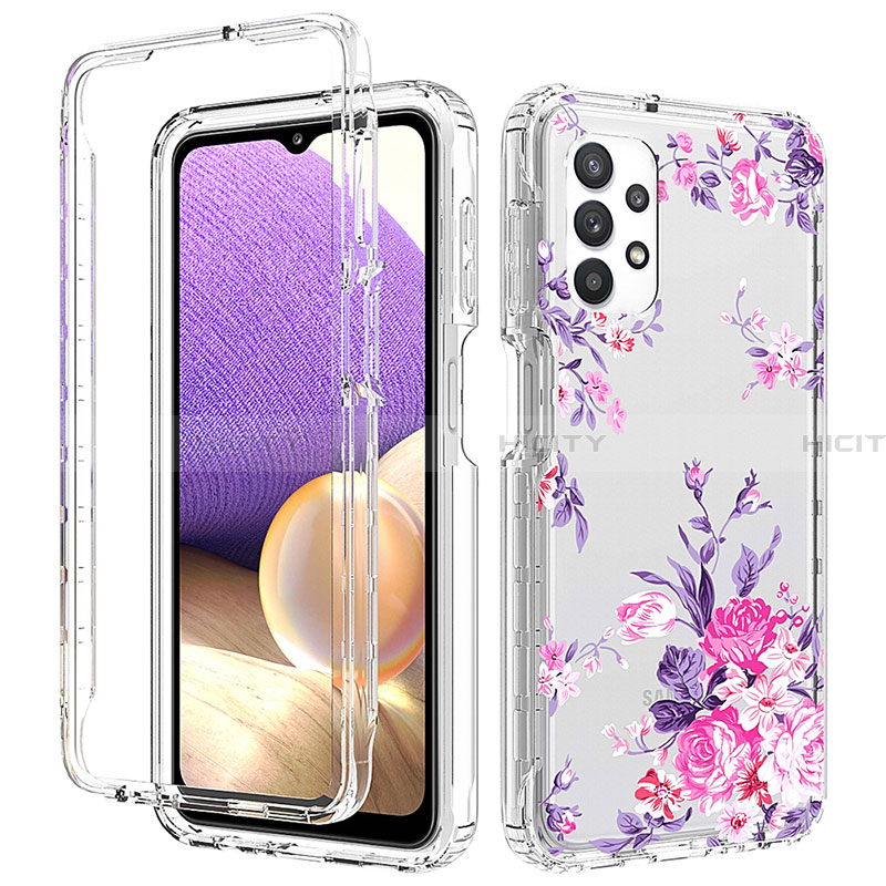 Silikon Hülle Handyhülle Ultra Dünn Flexible Schutzhülle Tasche Transparent Vorder und Rückseite 360 Grad Ganzkörper für Samsung Galaxy A32 5G Rosa Plus