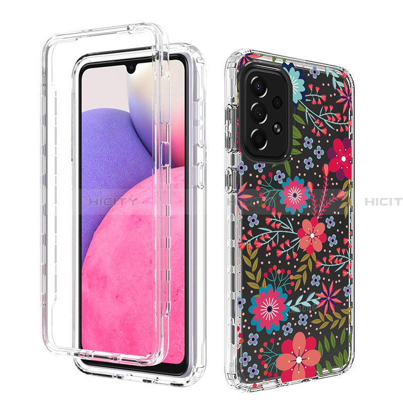 Silikon Hülle Handyhülle Ultra Dünn Flexible Schutzhülle Tasche Transparent Vorder und Rückseite 360 Grad Ganzkörper für Samsung Galaxy A33 5G Pink Plus