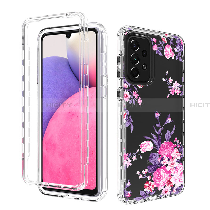 Silikon Hülle Handyhülle Ultra Dünn Flexible Schutzhülle Tasche Transparent Vorder und Rückseite 360 Grad Ganzkörper für Samsung Galaxy A33 5G Rosa Plus