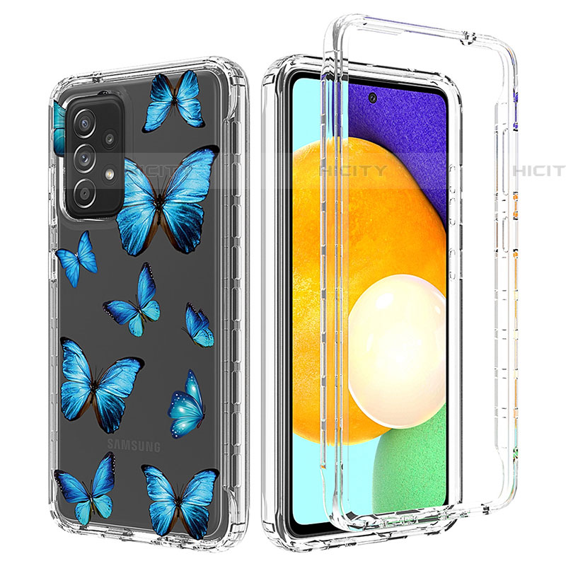 Silikon Hülle Handyhülle Ultra Dünn Flexible Schutzhülle Tasche Transparent Vorder und Rückseite 360 Grad Ganzkörper für Samsung Galaxy A52 4G Blau Plus