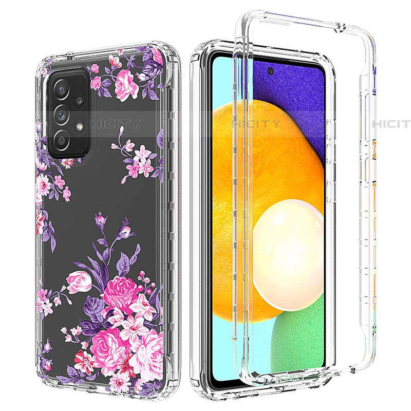 Silikon Hülle Handyhülle Ultra Dünn Flexible Schutzhülle Tasche Transparent Vorder und Rückseite 360 Grad Ganzkörper für Samsung Galaxy A52 5G Rosa Plus