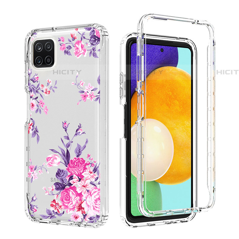 Silikon Hülle Handyhülle Ultra Dünn Flexible Schutzhülle Tasche Transparent Vorder und Rückseite 360 Grad Ganzkörper für Samsung Galaxy F42 5G Rosa