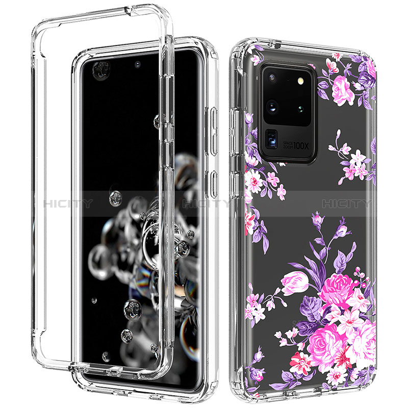 Silikon Hülle Handyhülle Ultra Dünn Flexible Schutzhülle Tasche Transparent Vorder und Rückseite 360 Grad Ganzkörper für Samsung Galaxy S20 Ultra 5G Rosa Plus