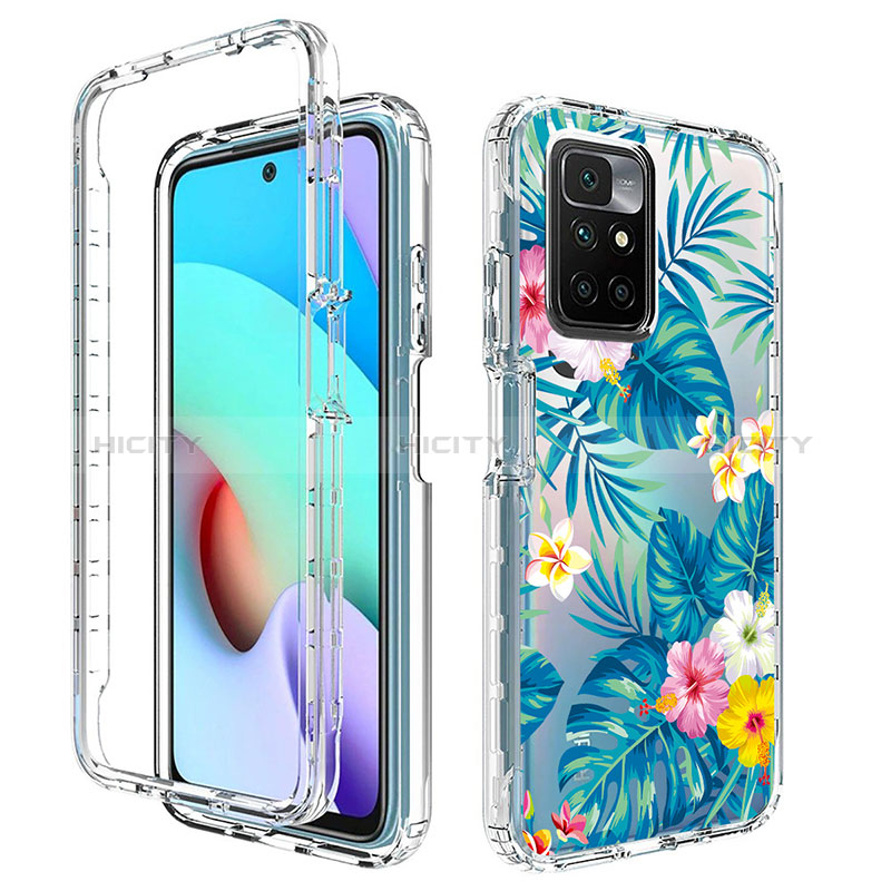 Silikon Hülle Handyhülle Ultra Dünn Flexible Schutzhülle Tasche Transparent Vorder und Rückseite 360 Grad Ganzkörper für Xiaomi Redmi 10 4G Hellblau Plus