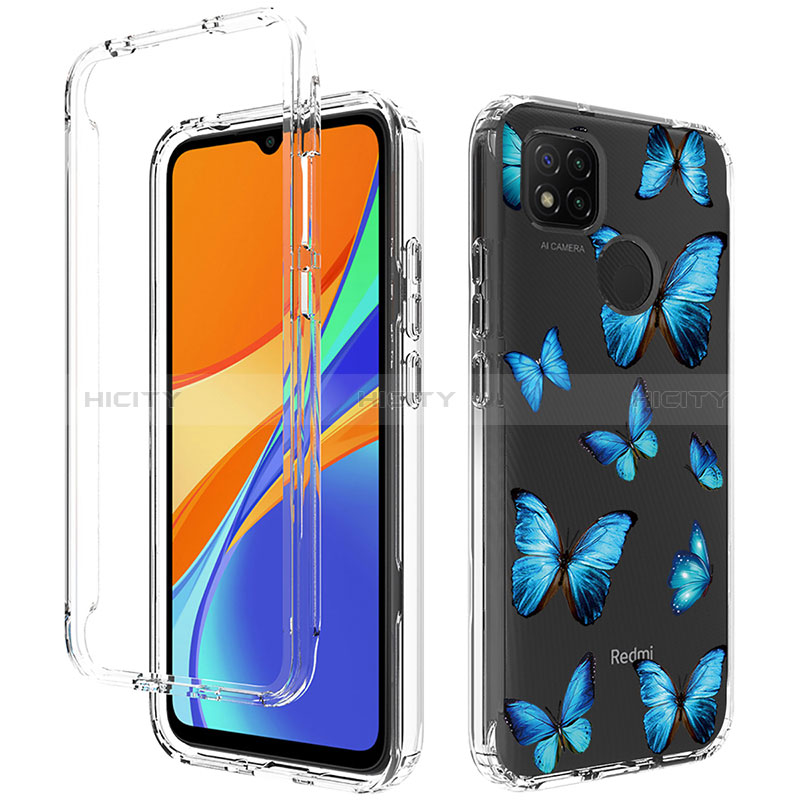 Silikon Hülle Handyhülle Ultra Dünn Flexible Schutzhülle Tasche Transparent Vorder und Rückseite 360 Grad Ganzkörper für Xiaomi Redmi 10A 4G Blau