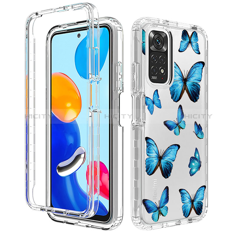 Silikon Hülle Handyhülle Ultra Dünn Flexible Schutzhülle Tasche Transparent Vorder und Rückseite 360 Grad Ganzkörper für Xiaomi Redmi Note 11S 4G Blau