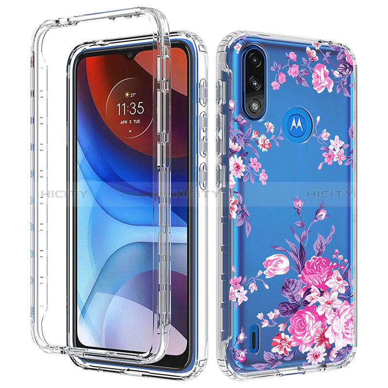 Silikon Hülle Handyhülle Ultra Dünn Flexible Schutzhülle Tasche Transparent Vorder und Rückseite 360 Grad Ganzkörper JX1 für Motorola Moto E7 Power groß