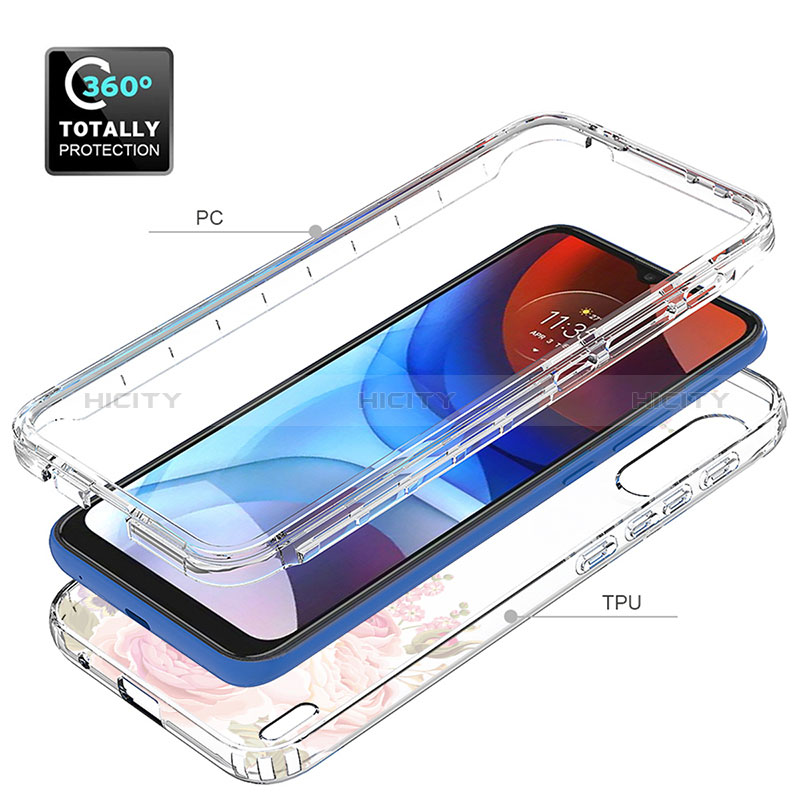 Silikon Hülle Handyhülle Ultra Dünn Flexible Schutzhülle Tasche Transparent Vorder und Rückseite 360 Grad Ganzkörper JX1 für Motorola Moto E7 Power