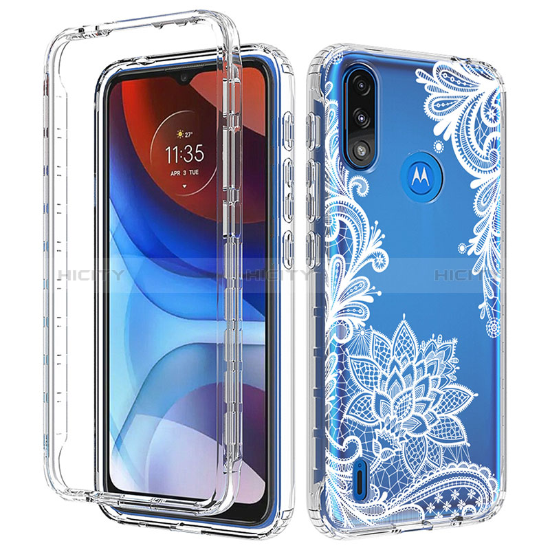 Silikon Hülle Handyhülle Ultra Dünn Flexible Schutzhülle Tasche Transparent Vorder und Rückseite 360 Grad Ganzkörper JX1 für Motorola Moto E7 Power groß