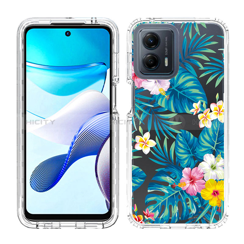 Silikon Hülle Handyhülle Ultra Dünn Flexible Schutzhülle Tasche Transparent Vorder und Rückseite 360 Grad Ganzkörper JX1 für Motorola Moto G 5G (2023) Cyan