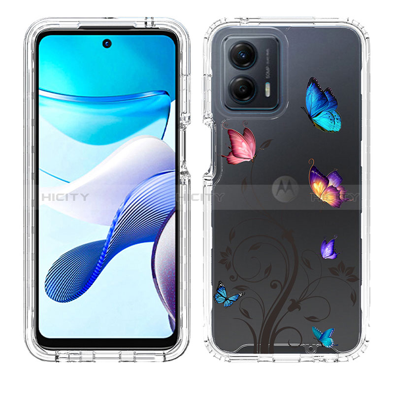 Silikon Hülle Handyhülle Ultra Dünn Flexible Schutzhülle Tasche Transparent Vorder und Rückseite 360 Grad Ganzkörper JX1 für Motorola Moto G 5G (2023) Hellblau Plus