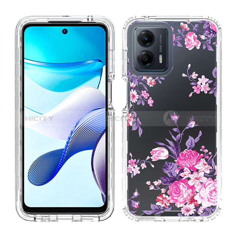 Silikon Hülle Handyhülle Ultra Dünn Flexible Schutzhülle Tasche Transparent Vorder und Rückseite 360 Grad Ganzkörper JX1 für Motorola Moto G 5G (2023) Rosa Plus