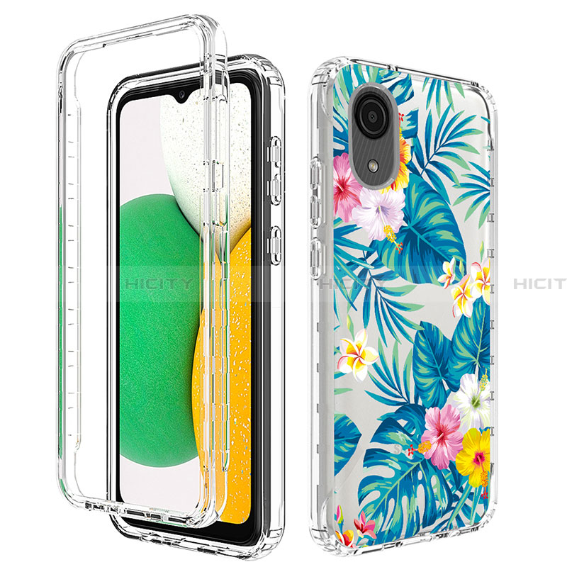 Silikon Hülle Handyhülle Ultra Dünn Flexible Schutzhülle Tasche Transparent Vorder und Rückseite 360 Grad Ganzkörper JX1 für Samsung Galaxy A03 Core Hellblau